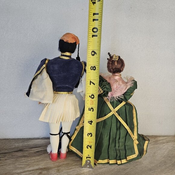 Vintage 60s Pair Greek Dolls Traditional Dress Man & Woman 10 Inch Tall Detailed - Picture 10 of 13